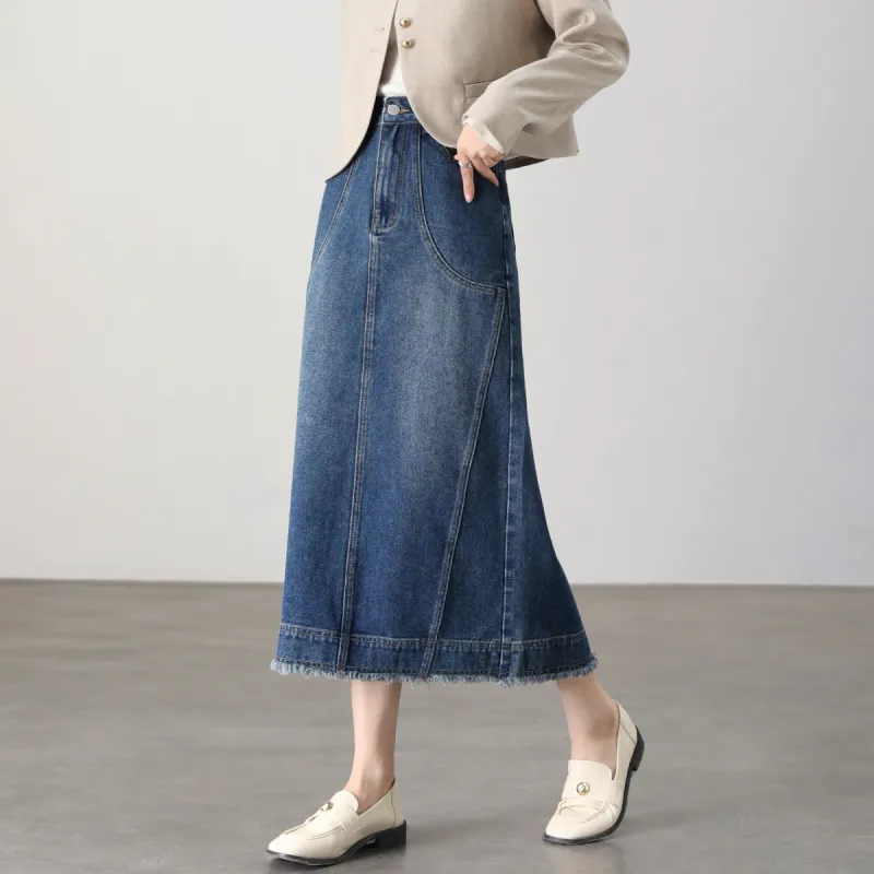 HIPPIEMISS Denim Long Skirts Women's Blue-6