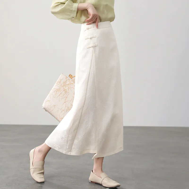 HIPPIEMISS Casual Long Skirts Women's White-7