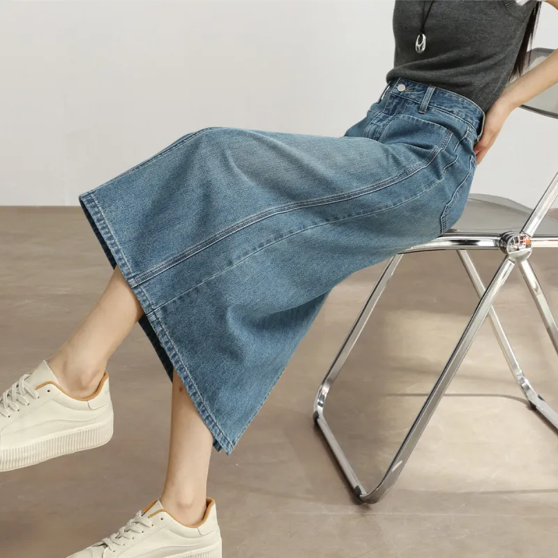 HIPPIEMISS Denim Long Skirts Women's Blue-6