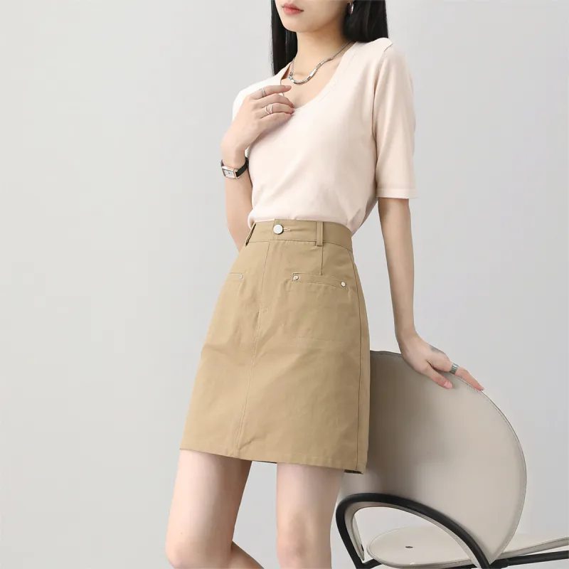 HIPPIEMISS Casual Short Skirts Women's Khaki-6