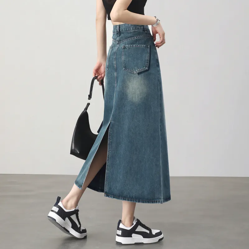 HIPPIEMISS Denim Long Skirt Women's-3