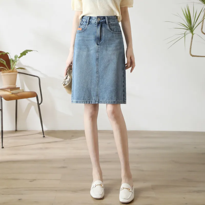 HIPPIEMISS Denim Long Skirts Women's Washed Color-6