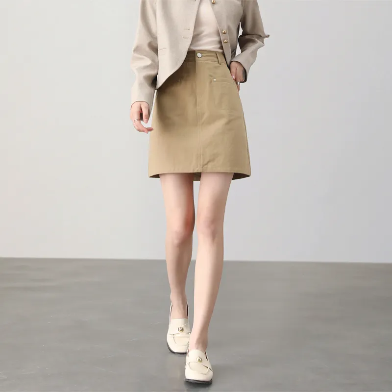 HIPPIEMISS Casual Short Skirts Women's Khaki-5