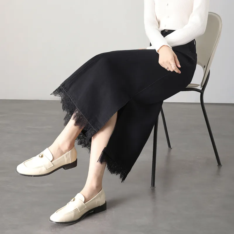 HIPPIEMISS Denim Long Skirts Women's Black-9