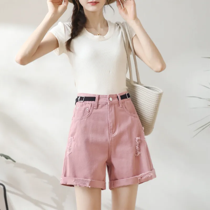 HIPPIEMISS Denim Shorts Women's Pink-4