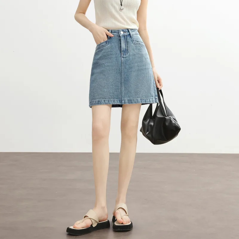HIPPIEMISS Denim Short Skirts Women's Vintage Blue-2