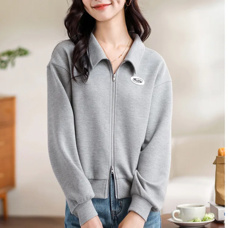 HIPPIEMISS Sweatshirt Spring And Fall Women's Gray-2