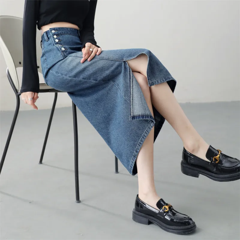 HIPPIEMISS Denim Skirt Women's Vintage Blue-4