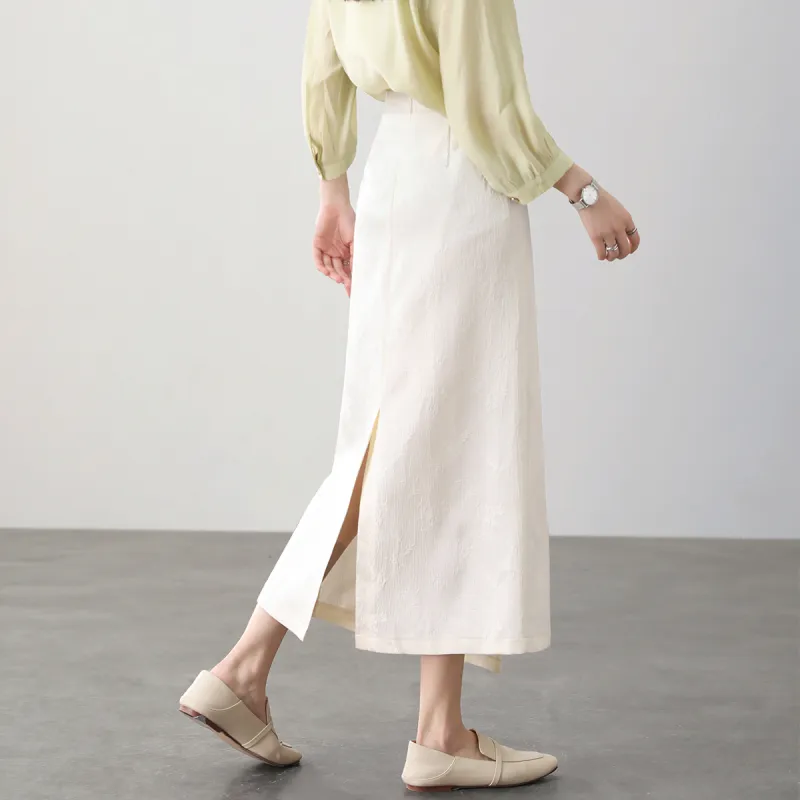 HIPPIEMISS Casual Long Skirts Women's White-5