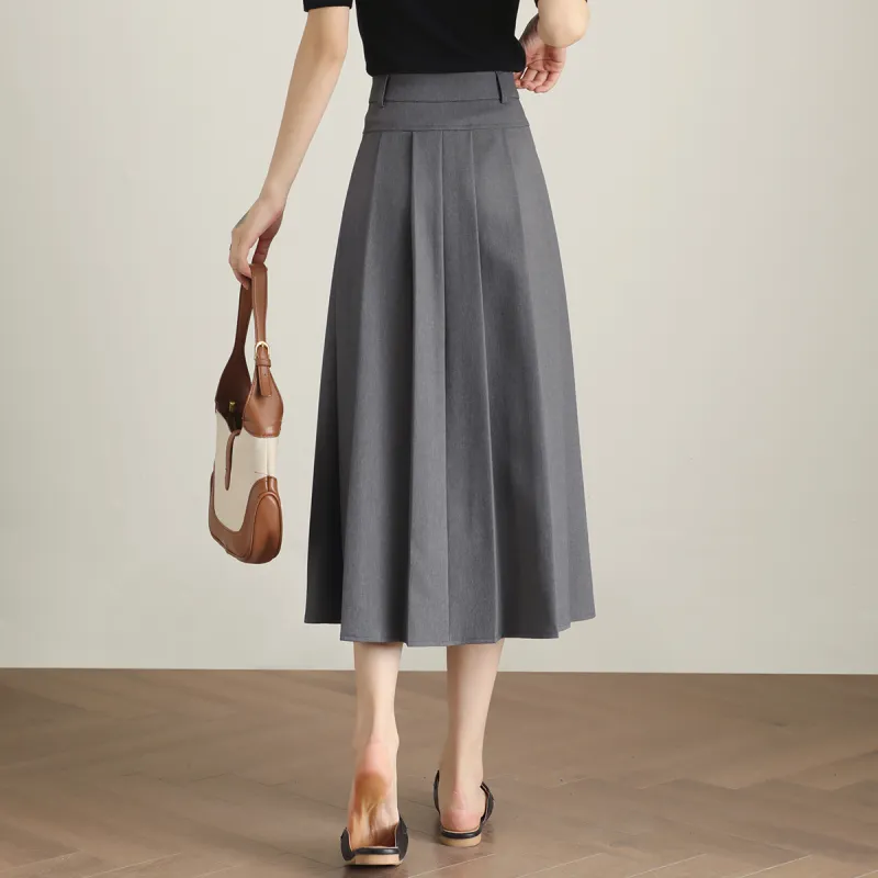 HIPPIEMISS Casual Long Skirts Women's Gray-3