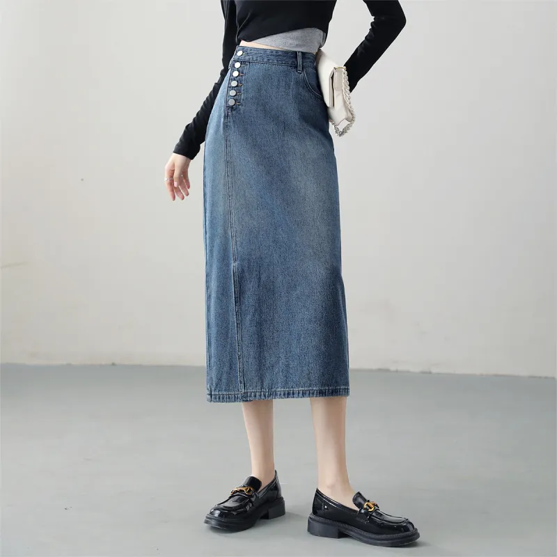 HIPPIEMISS Denim Skirt Women's Vintage Blue-2