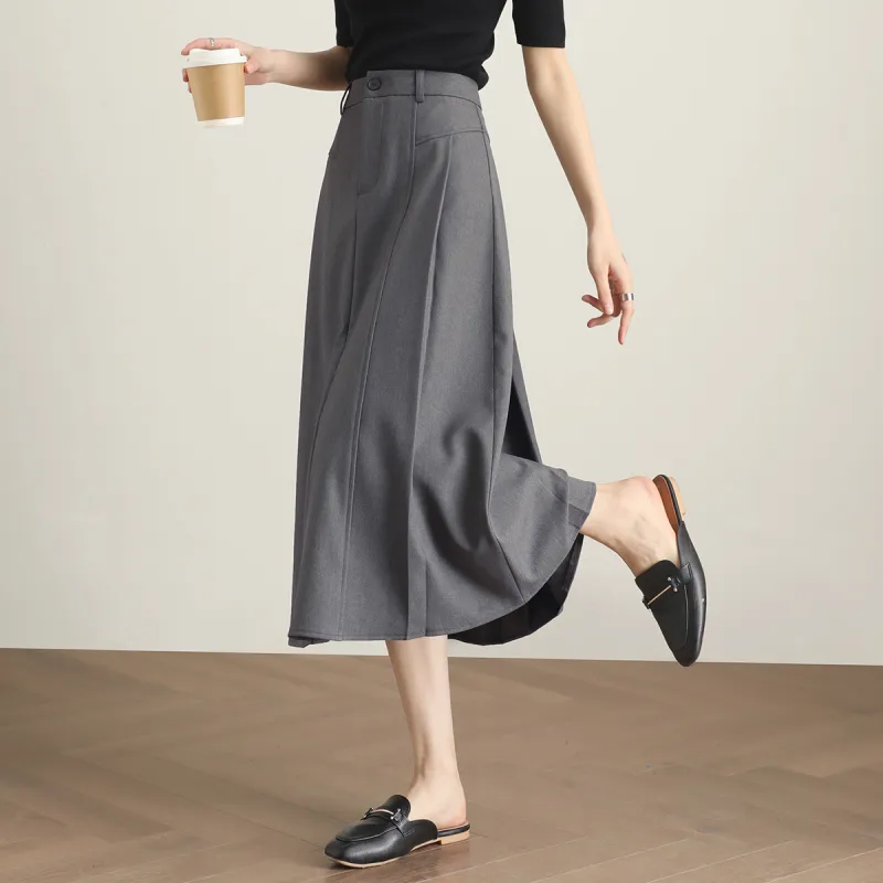 HIPPIEMISS Casual Long Skirts Women's Gray-4