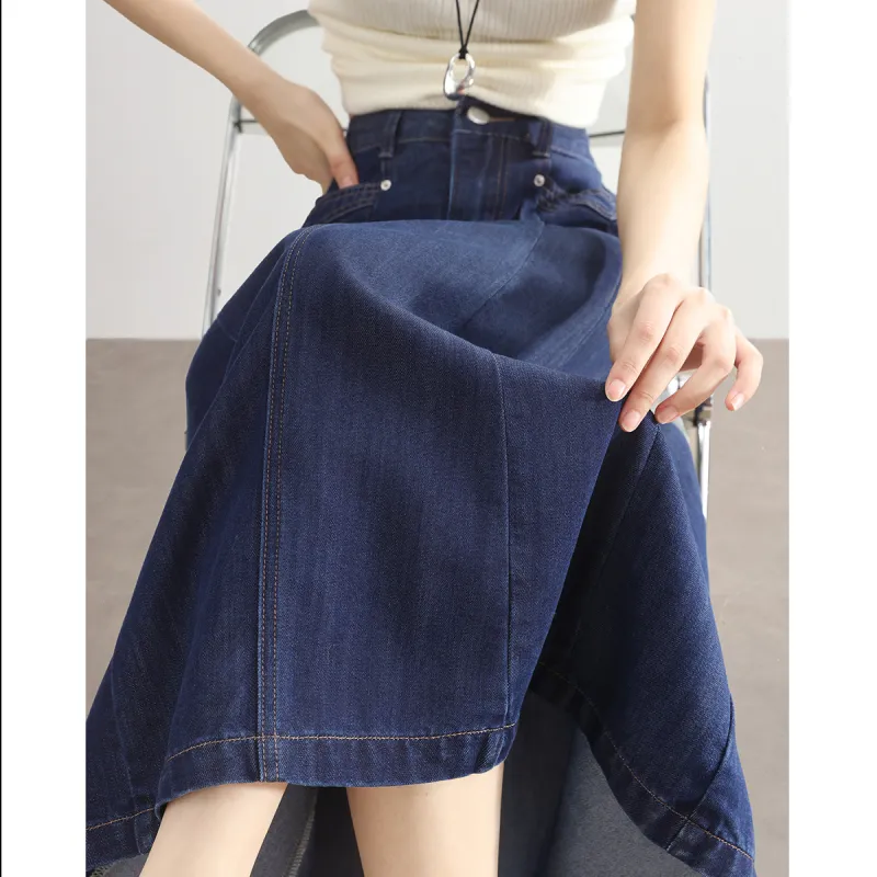 HIPPIEMISS Denim Long Skirt Women's Denim Blue-6
