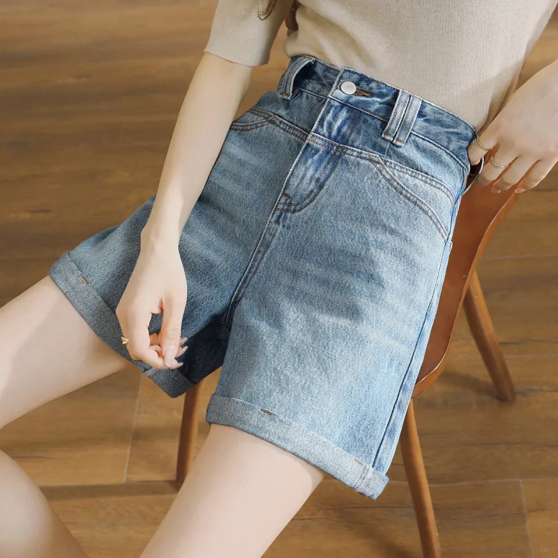 HIPPIEMISS Denim Shorts Women's Vintage Light Blue-5