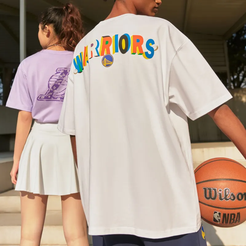 NBA Drop Shoulder Sleeve T-Shirt Unisex Light Purple-2