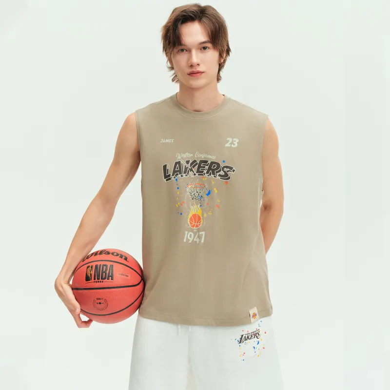 NBA Los Angeles Lakers Team Culture Collection Tank Top Unisex Khaki-5