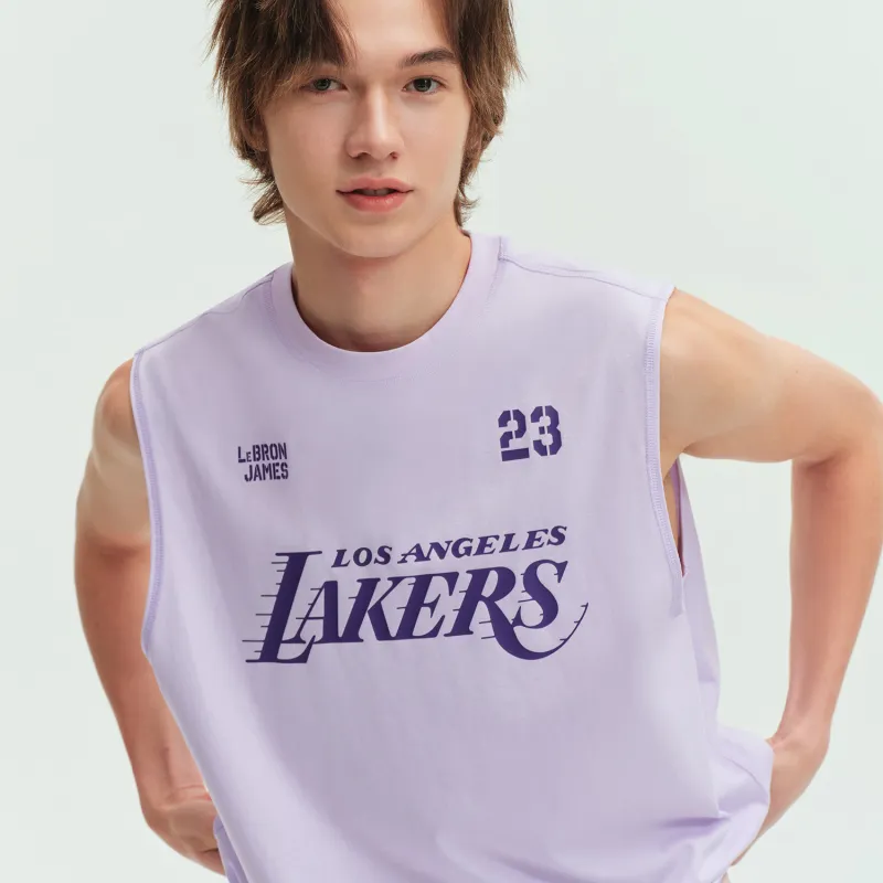 NBA Los Angeles Lakers Team Culture Collection Tank Tops Unisex Light Purple-4