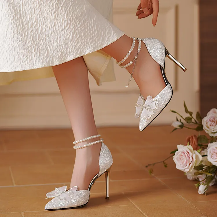 Lily Wei Slim Heel High Heels Women's White-6