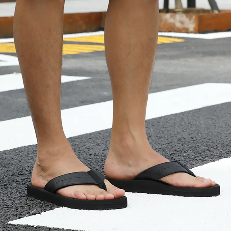 BOREE Stitching Flip Flops Men Black-3