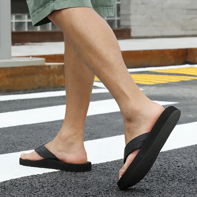 BOREE Stitching Flip Flops Men Black-2