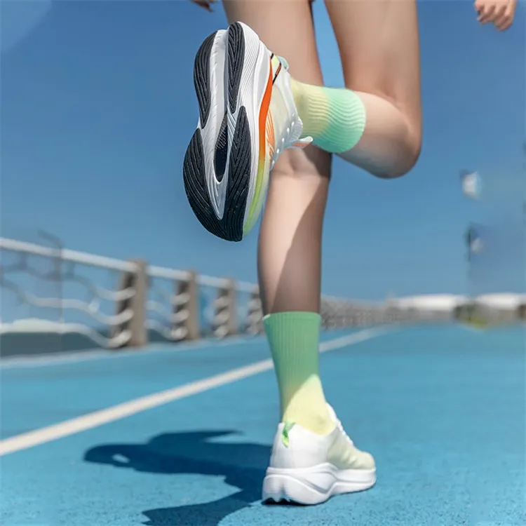 LPMX Cushioning Breathable Low-Top Sprint Running Shoes Unisex White Magnolia Orange/Olympic Edition-5
