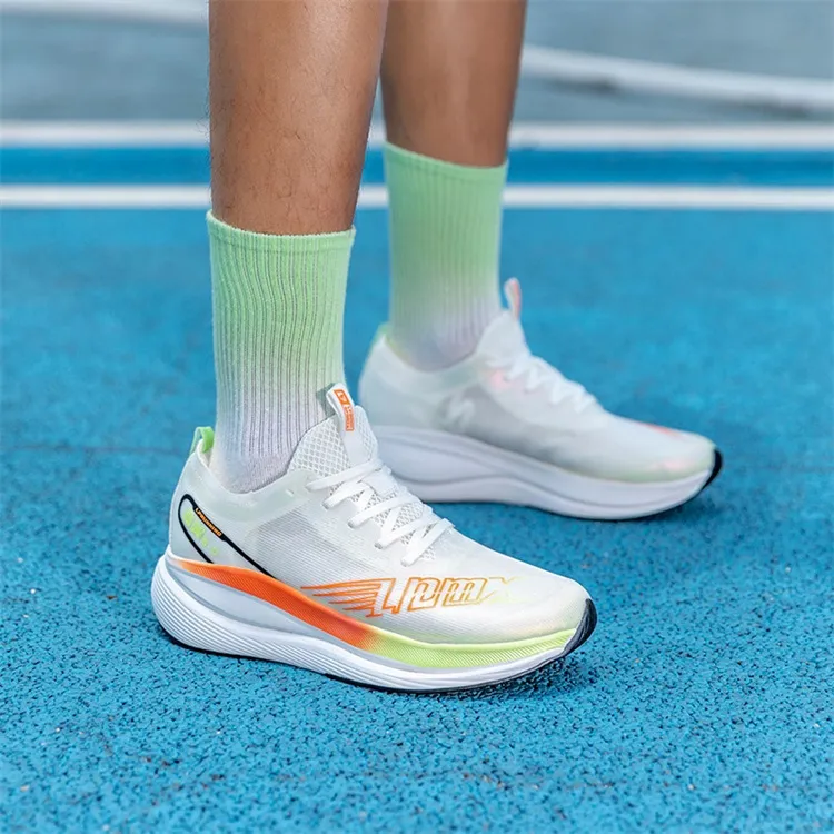 LPMX Cushioning Breathable Low-Top Sprint Running Shoes Unisex White Magnolia Orange/Olympic Edition-11
