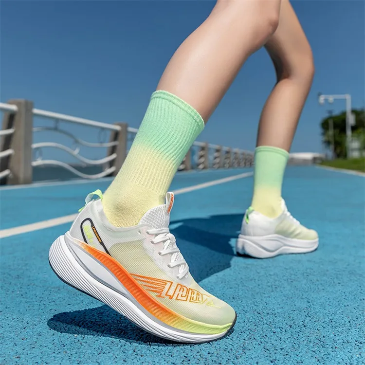 LPMX Cushioning Breathable Low-Top Sprint Running Shoes Unisex White Magnolia Orange/Olympic Edition-7