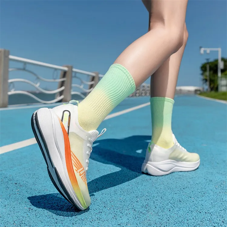 LPMX Cushioning Breathable Low-Top Sprint Running Shoes Unisex White Magnolia Orange/Olympic Edition-8