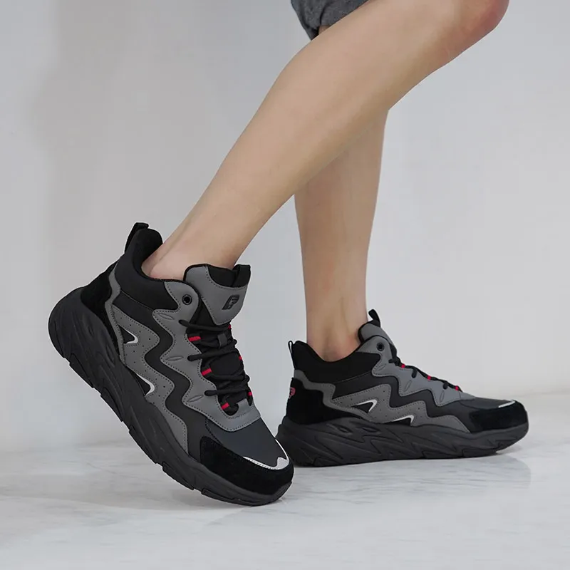 LPMX High Top Running Shoes Men's Black Red-6