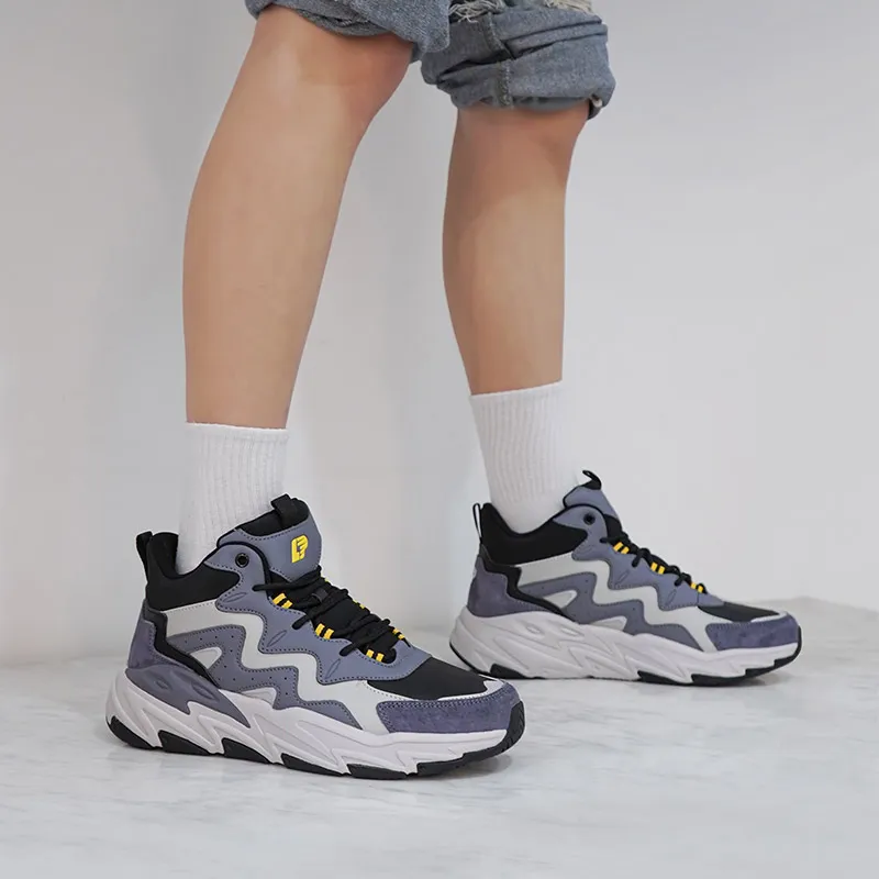 LPMX High Top Running Shoes Men's Black Gray Blue-5