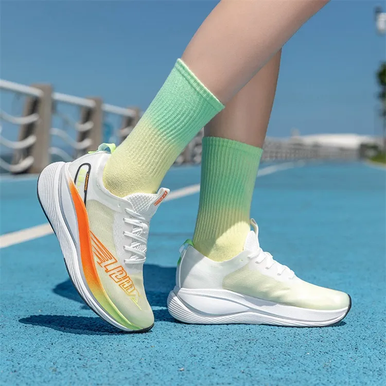 LPMX Cushioning Breathable Low-Top Sprint Running Shoes Unisex White Magnolia Orange/Olympic Edition-6