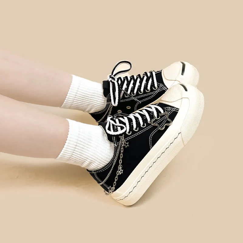 A&M Abrasion Resistant Breathable Low Top Canvas Shoes Unisex Black White-5