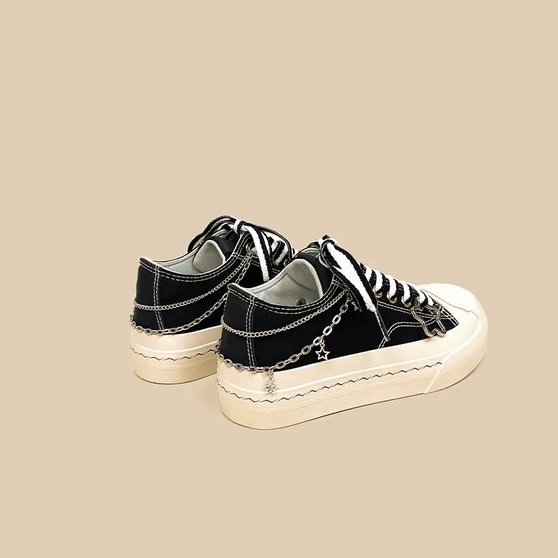 A&M Abrasion Resistant Breathable Low Top Canvas Shoes Unisex Black White-2