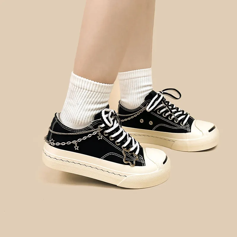 A&M Abrasion Resistant Breathable Low Top Canvas Shoes Unisex Black White-3