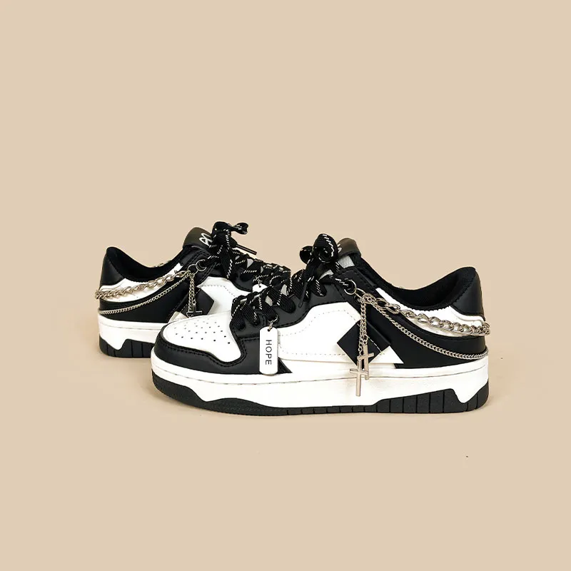 A&M Abrasion Resistant Breathable Low Top Skateboard Shoes Unisex Black White-2