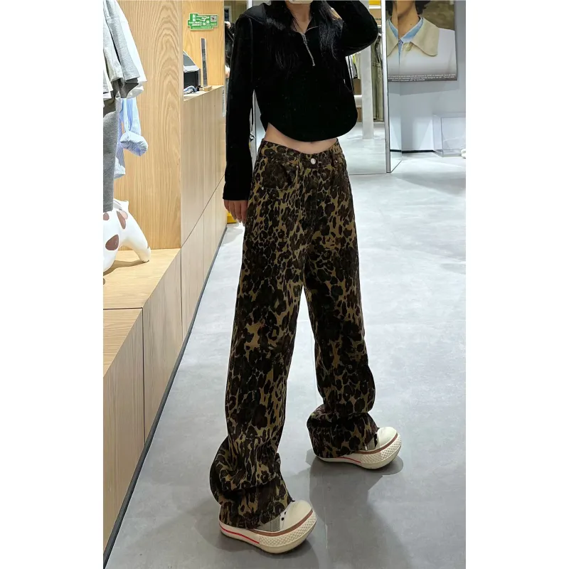 ZONEiD Jeans Unisex Leopard Print-5