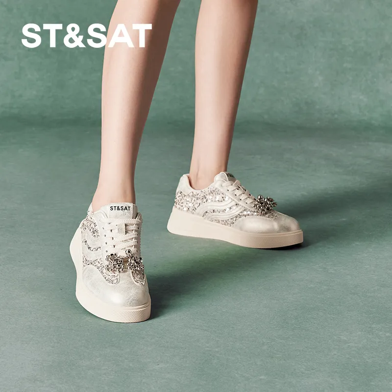 ST&SAT Low Top Casual Shoes Women's Light Gold-11