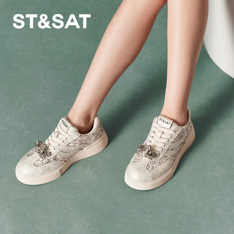 ST&SAT Low Top Casual Shoes Women's Light Gold-9