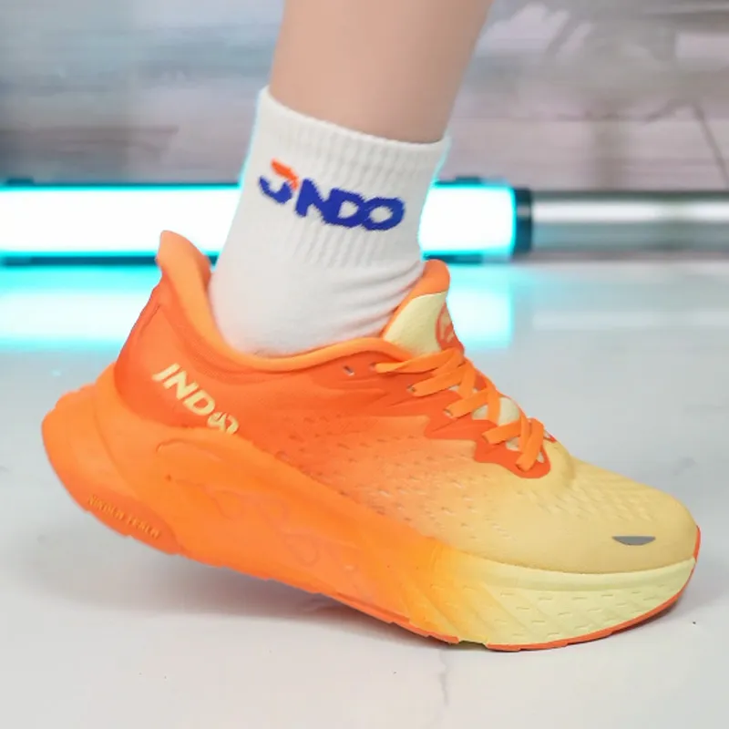 JNDO Low Top Tesla Valve Breathing Technology Running Shoes Unisex Vibrant Orange-5