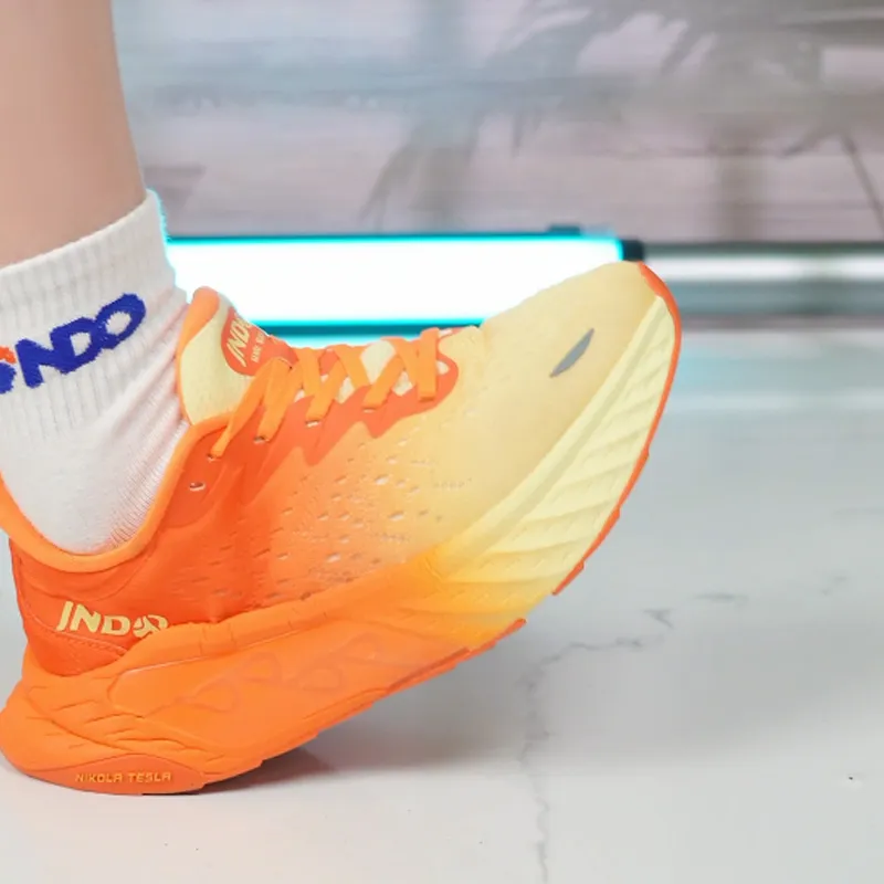 JNDO Low Top Tesla Valve Breathing Technology Running Shoes Unisex Vibrant Orange-6