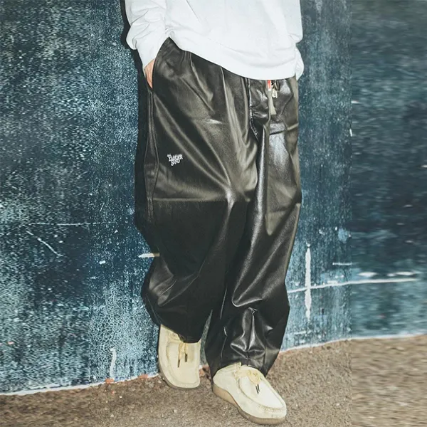 Younger Song Leather Pants Men's Black-2