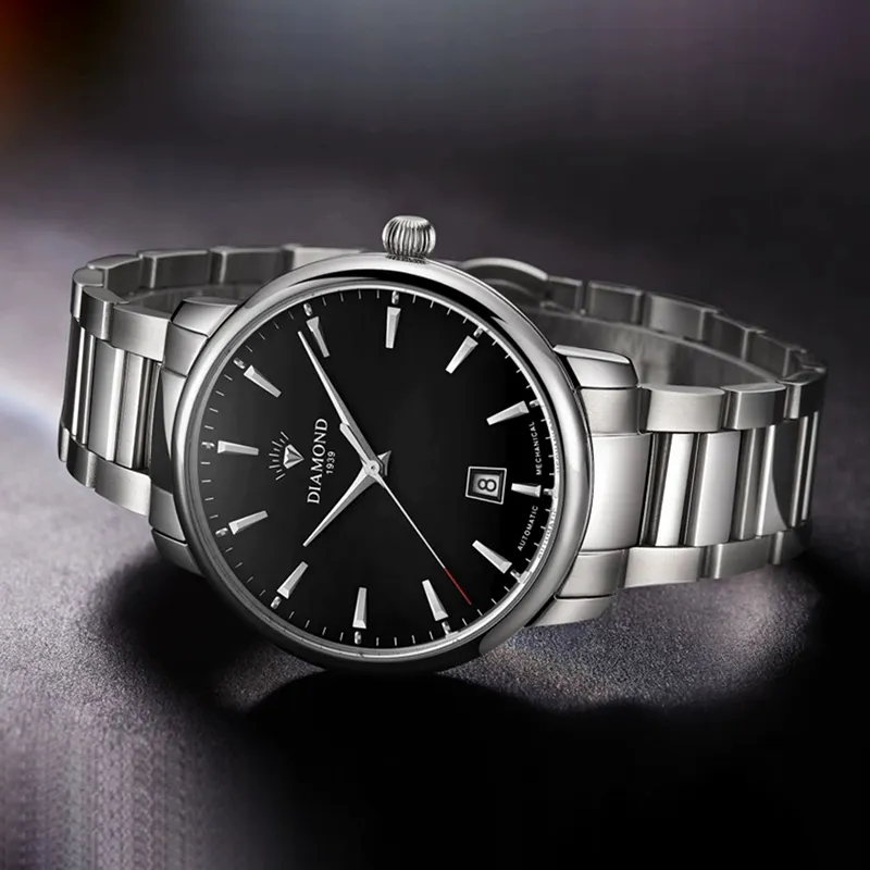 Diamond Automatic Mechanical Movement Watch Men's Watches Black Dial-6