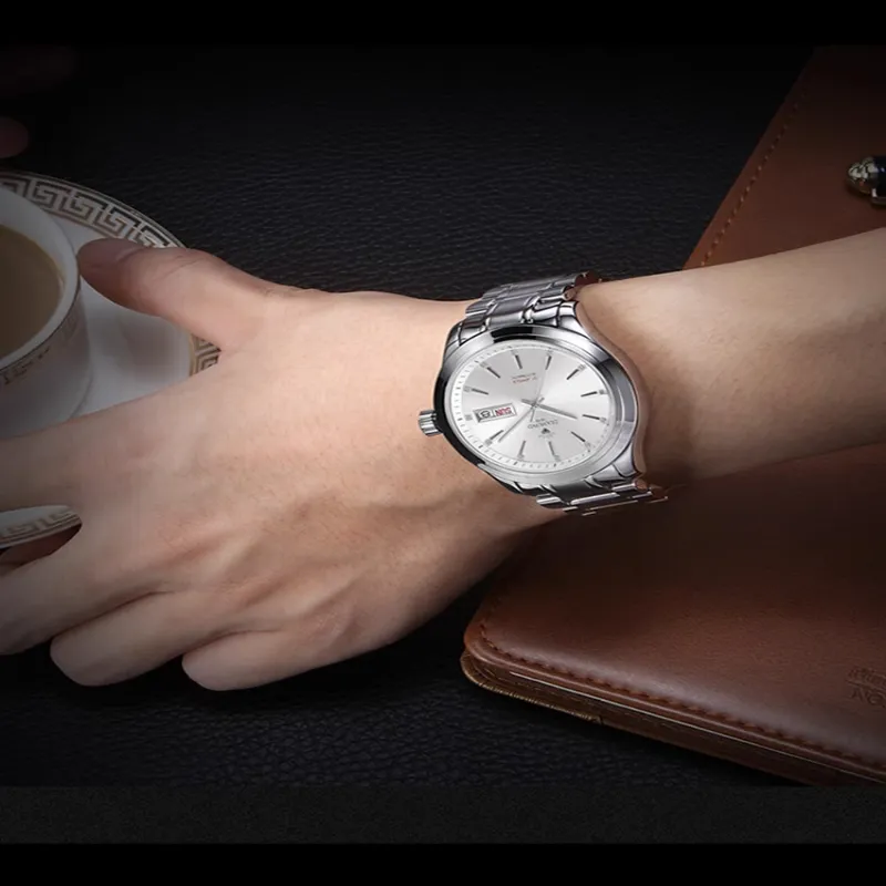 Diamond Automatic Mechanical Movement Watch Men's Watches White Dial-3
