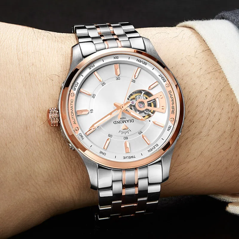 Diamond Automatic/Manual Mechanical Movement Men's Watches White Dial-7