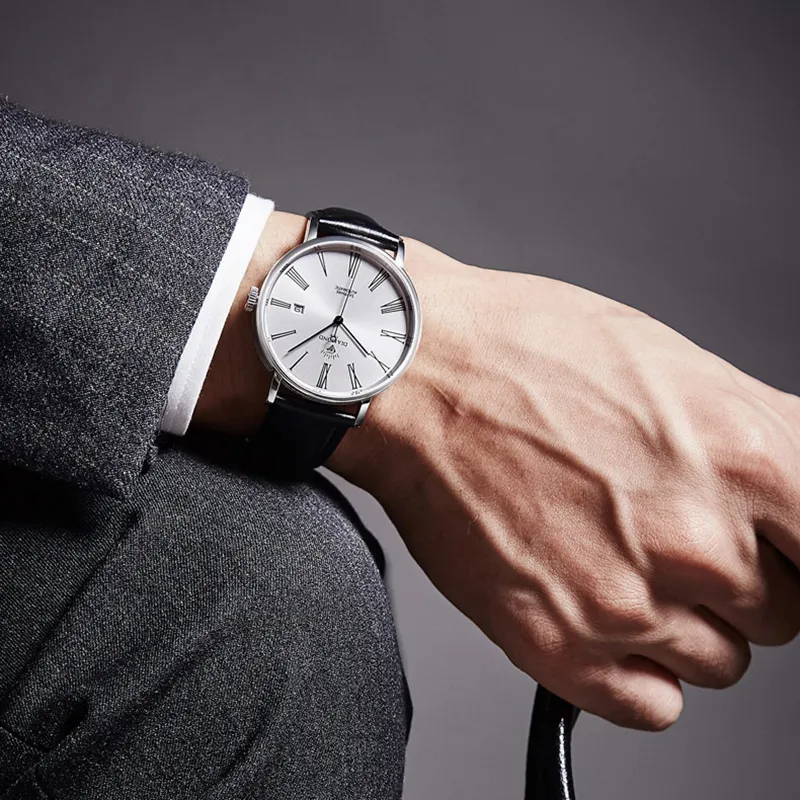 Diamond Automatic Mechanical Movement Watch Men's Watches Silver Dial-4