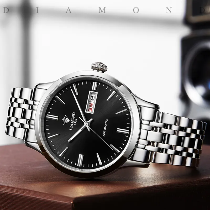 Diamond Automatic Mechanical Movement Watch Men's Watches Silver Dial-6
