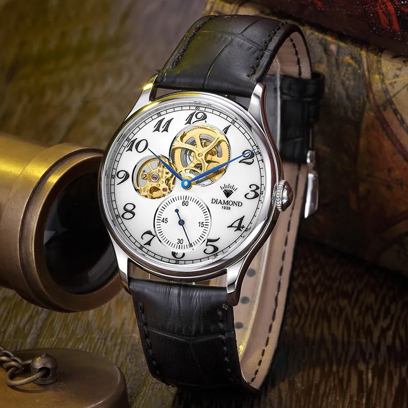 Diamond Automatic/Manual Mechanical Movement Men's Watches White Dial-5
