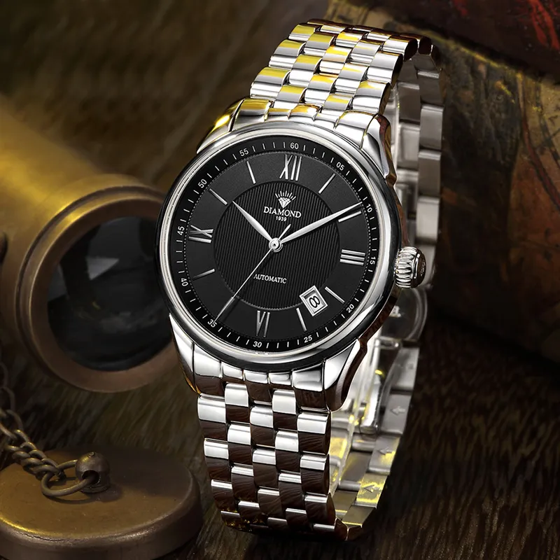 Diamond Automatic Mechanical Movement Men's Watches White Dial-5