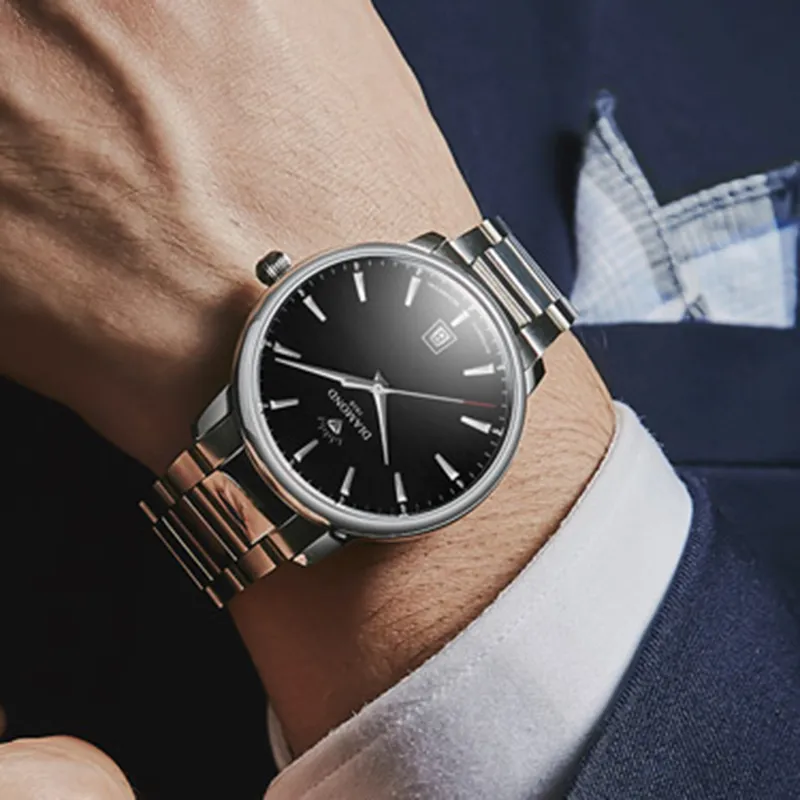 Diamond Automatic Mechanical Movement Watch Men's Watches Black Dial-11