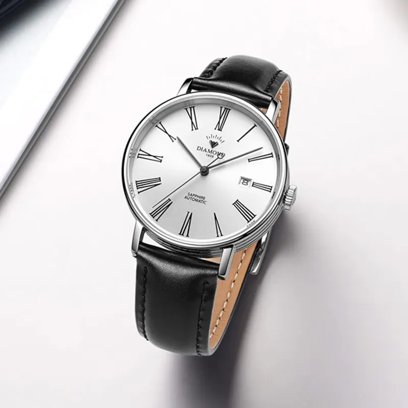 Diamond Automatic Mechanical Movement Watch Men's Watches Silver Dial-11
